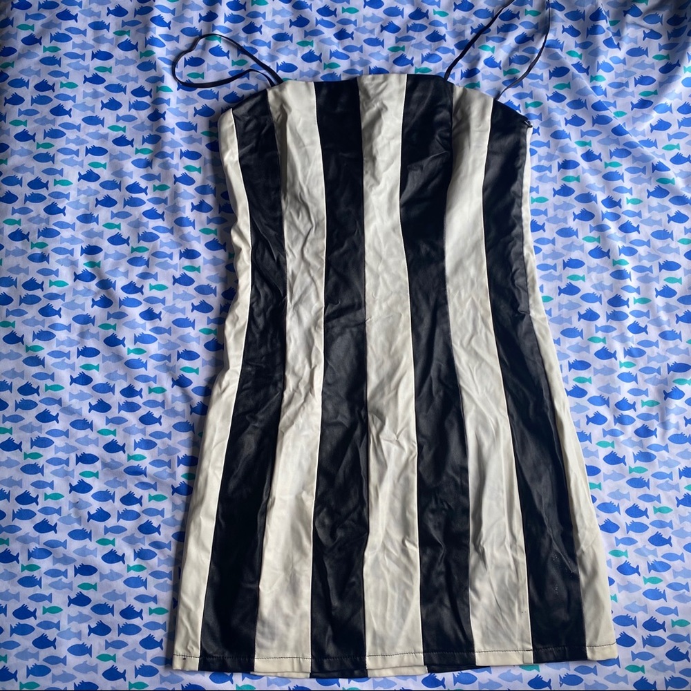 Black & White Fashion Nova Leather Dress